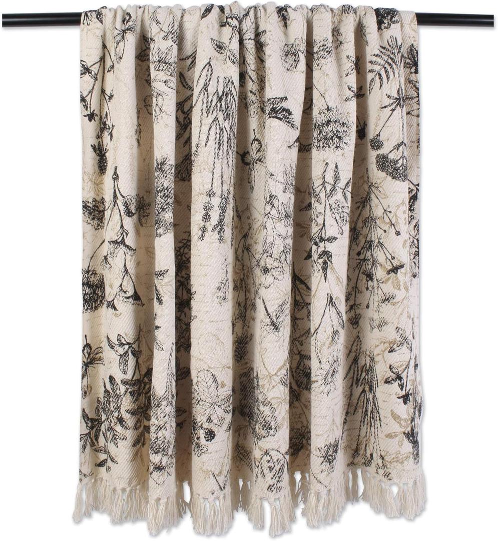 DII French Country Printed Woven Throw, 50x60, Botanical