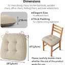 ELFJOY Dining Chair Cushions Set of 2 Thick Non Slip Kitchen Chair Pads with Ties Comfortable Indoor Kitchen Seat Cushions 18" x 18" x 3" Beige