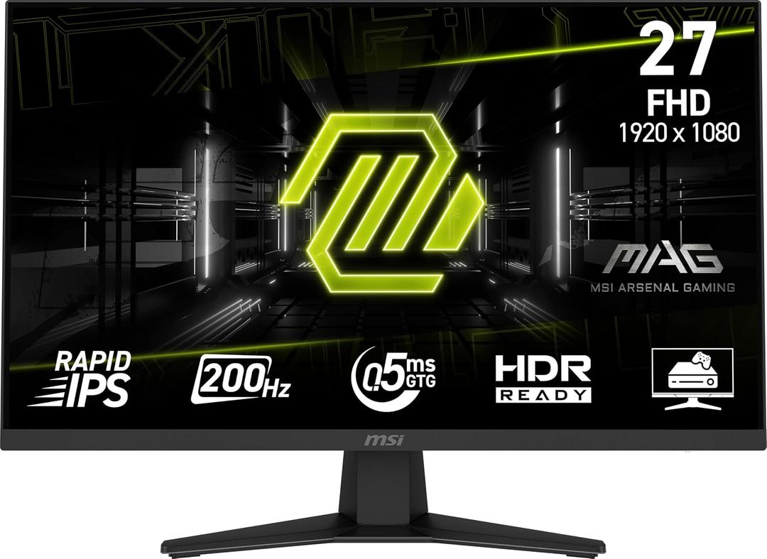 msi MAG 274F 27-inch 1920 x 1080 (FHD) Gaming Office Monitor, 200Hz, AMD FreeSync Premium, HDR Ready, HDMI, VGA Port, VESA, Tilt, 0.5ms, Black | Rapid IPS, 1920 x 1080, 1.07 Billion Colors, Adaptive Sync, 300 Nit, 0.50 ms, 200 Hz Refresh Rate