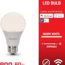 XTREME Energizer Smart Wi-Fi LED Light Bulb, Warm White, 60W, 800 Lumens, Compatible with Alexa, Google Assistant and Siri, Control from Anywhere with App, Custom Schedules, 2-Pack