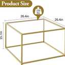 Glass Coffee Table, Small Square Coffee Table for Living Room,Simple Modern Center Tables for Small Spaces, Gold Living Room Tea Tables Easy Assembly,26 * 26inGold & Clear Glass