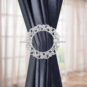 HEVSTIL Classical Style Quality Curtain Tieback Silver Curtain Tie with Rod Plastic Curtain Buckle Drapery Holdbacks Curtain Panel Holdbacks for Window Decoration,Set of 2