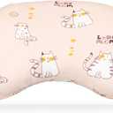 BYRIVER Kids Bed Pillow with Pillowcase for Home and Daycare, Playful Pink Kitten Child's Pillow for Sleeping (Kitty)