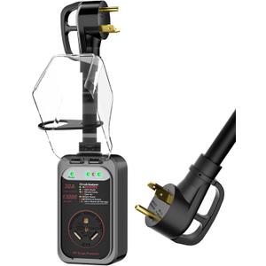 RV Surge Protector 30 Amp, 13000 Joules RV Circuit Analyzer with Waterproof Cover,RV Adapter Plug for Camper Travel Trailers (30AMP-Black)
