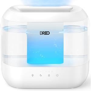 Dreo Humidifiers for Bedroom, 4L Top Fill for Large Room, 36H Runtime, 28 dB Quiet Supersized Cool Mist Air Humidifier for Baby Nursery, Plants, Indoor, Night Light, Easy to Clean & Fill, White