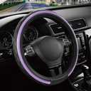 Road Comforts Leather Steering Wheel Cover  Black & Purple, Universal Fit 14.5-15 Inch, Microfiber Leather, Anti-Slip & Breathable Design for Men and Women