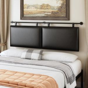 Queen Size Headboards Wall Mounted Bed Headboard with Only Black Hanging Head Boards, Industrial Pipe for Bedroom (Black, Queen)