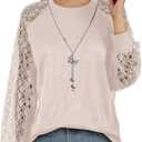 Generic Women's Long Sleeve Tops Lace Casual Loose bodysuit Size large