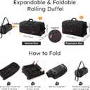 32" Soft-Sided Foldable Wheeled Duffle Bag, 110L Expandable 140L Rolling Travel Bag with Matching Storage Pouch, Updated Black-Red