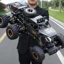 Jiakora Large Size RC Cars, Rock Crawler RC Truck with 2 Rechargeable Batteries, 6 Wheel Remote Control Monster Truck, Durable Metal Body & LED Headlights, Boy Toys for 4-7, 8-12 Kids & Adults