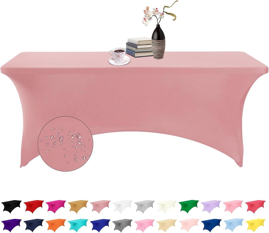 Spandex 6ft Waterproof Table Cover for Party,Wedding, Banquet, and Events(Dusty Pink) (72"x30"(Rectangular)) Spandex 6ft Waterproof Table Cover for Party,Wedding, Banquet, and Events(Dusty Pink) (72"x30"(Rectangular))