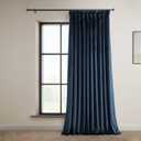 HPD Half Price Drapes Heritage Plush Velvet Curtains 96 Inches Long Room Darkening Curtains for Bedroom & Living Room 100W x 96L, (1 Panel), Eternal Blue