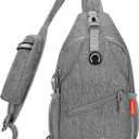 ZOMAKE Sling Bag,Small Crossbody Sling Backpack,Water Resistant Shoulder Daypack for Travel,Anti Thief Chest Bag for Hiking(Gray-Black)