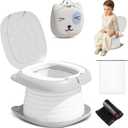 Travel Potty for Toddlers, Portable Potty Chair with 1 Roll Premium Waste Bags - Kids Toilet for Car, Camping, Indoor Outdoor - Easy Clean Training Seat (White Gray) by Yszawmx