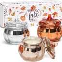 Pumpkin Shaped Candle, Pumpkin Spice Scented Candle Gift Set for Fall Thanksgiving Halloween 3x4.5oz