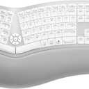 ProtoArc Backlit Bluetooth Ergonomic Keyboard, EK01 Plus Full Size Wireless Split Keyboard with Dual Bluetooth and USB, Cushioned Wrist Rest, Rechargeable, for Windows/Mac/Android, White and Silver