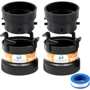 TonGass (2 x Combo Pack) RV Sewer Hose Fitting Adapter to PVC, RV Sewer Connection & RV Sewer Termination Adapter - 3" Hub x Bayonet Hooks with Thread Seal Tape
