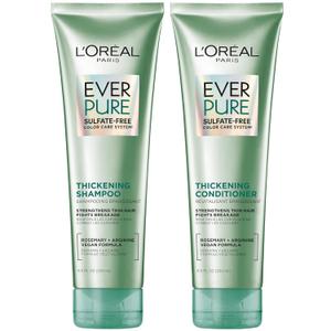 L'Oreal Paris Thickening Sulfate Free Shampoo and Conditioner, Thickens + Strengthens Thin, Fragile Hair, EverPure, 1 Hair Care Kit, 8.5 Oz (Pack of 2)