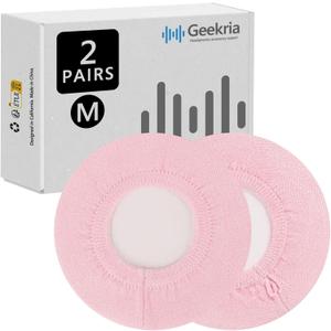 Geekria 2 Pairs Knit Headphones Ear Covers - Product Safety Certified - Washable & Stretchable Sanitary Earcup Protectors for Over-Ear Headsets, Sweat Pads for Gym, Gaming (Size M/Pink)