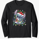 Disney Lilo & Stitch Christmas Tangled Lights Portrait Long Sleeve T-Shirt.L