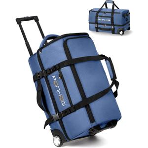 Ponhog 25 Inch Duffle Bag with Wheels for Men - Water Resistant Wheeled Duffle Bag for Weekend Travel & Overnight Trips, Blue