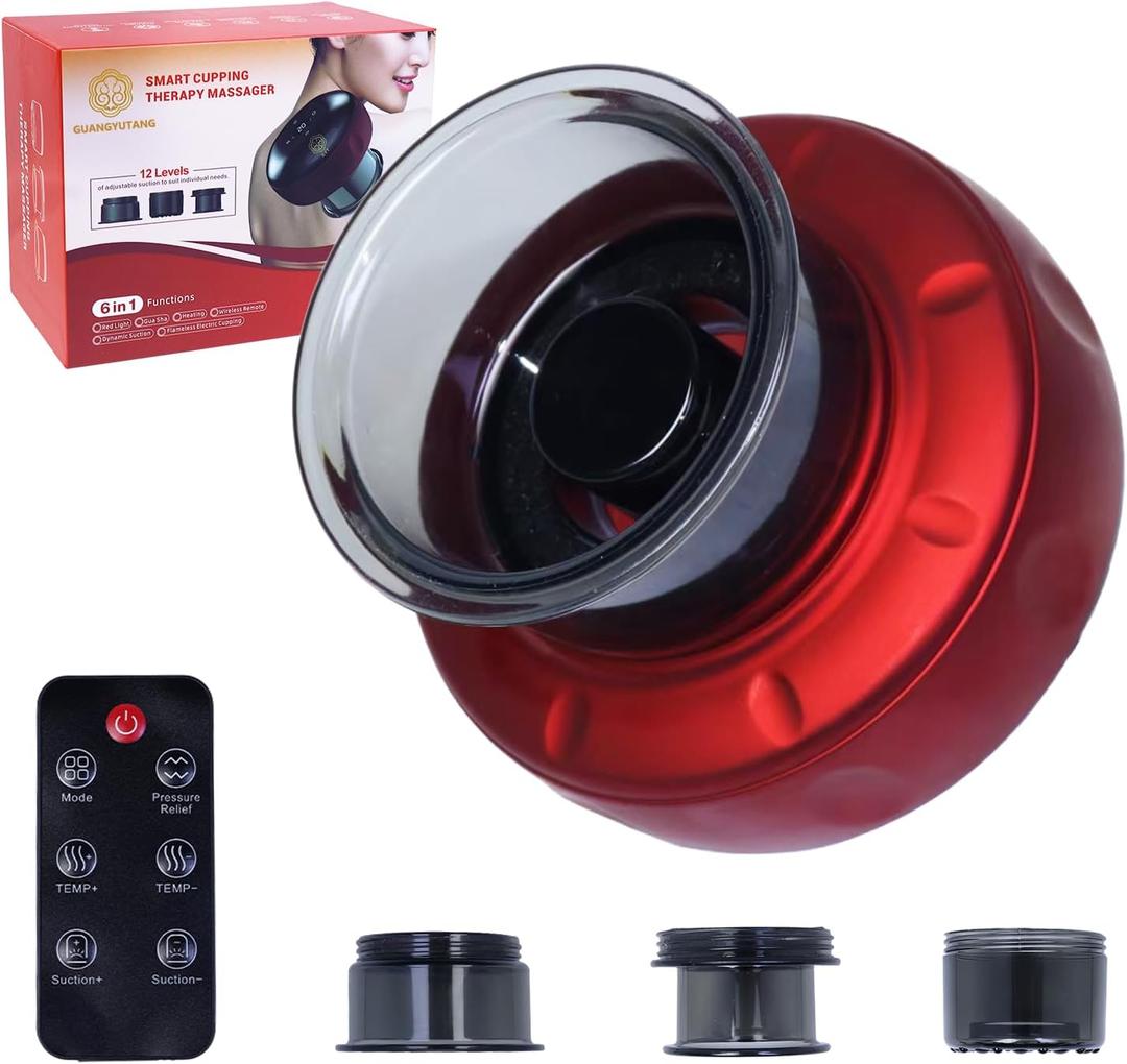 6-in-1 Cupping Set, Remote Control Electric Cupping Therapy Massager with Red Light and Heat, Portable Suction Cupping Device for Pain Relief, Perfect Festival Gifts for Husband & Men
