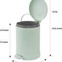 Glad Small Trash Can, 1.2 Gallon | Round Stainless Steel Garbage Bin with Soft Close Lid & Step Foot Pedal | Metal Waste Basket with Removable Inner Bucket, Green
