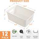 12 Pack Plastic Storage Baskets for Organizing, Storage Baskets for Shelves with Handles, Small Storage Bins with Labels, Organizer Baskets for Cabinet,Closet, Office