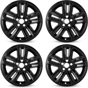 18 Inch Wheel Skins for 2011-2017 Ford Explorer Alloy Wheels, ABS Plastic Wheel Covers for 11-17 Ford Explorer - Glossy Black Set of 4