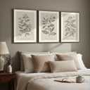 Framed Vintage Botanical Wall Art, 3 Piece Neutral Floral Plants Canvas Painting Prints Artwork for Living Room, Rustic Flowers Pictures for Farmhouse Bedroom Kitchen Dining Room Home Decor, 16x24
