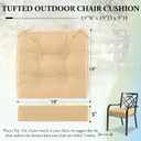 Wellsin Outdoor Chair Cushions Set of 2, Patio Cushions for Outdoor Furniture, Tufted Waterproof Outdoor Chair Pads, 19 x 19 Inch, Khaki, 19x19x5