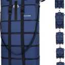 130L Expandable Luggage, 43 Inch Suitcase with Wheels, Collapsible Luggage with Wheels, Rolling Duffle Bag with Wheels, Foldable Suitcase with a Handle Wrap Shoe Bag Shoulder Strap (Blue)