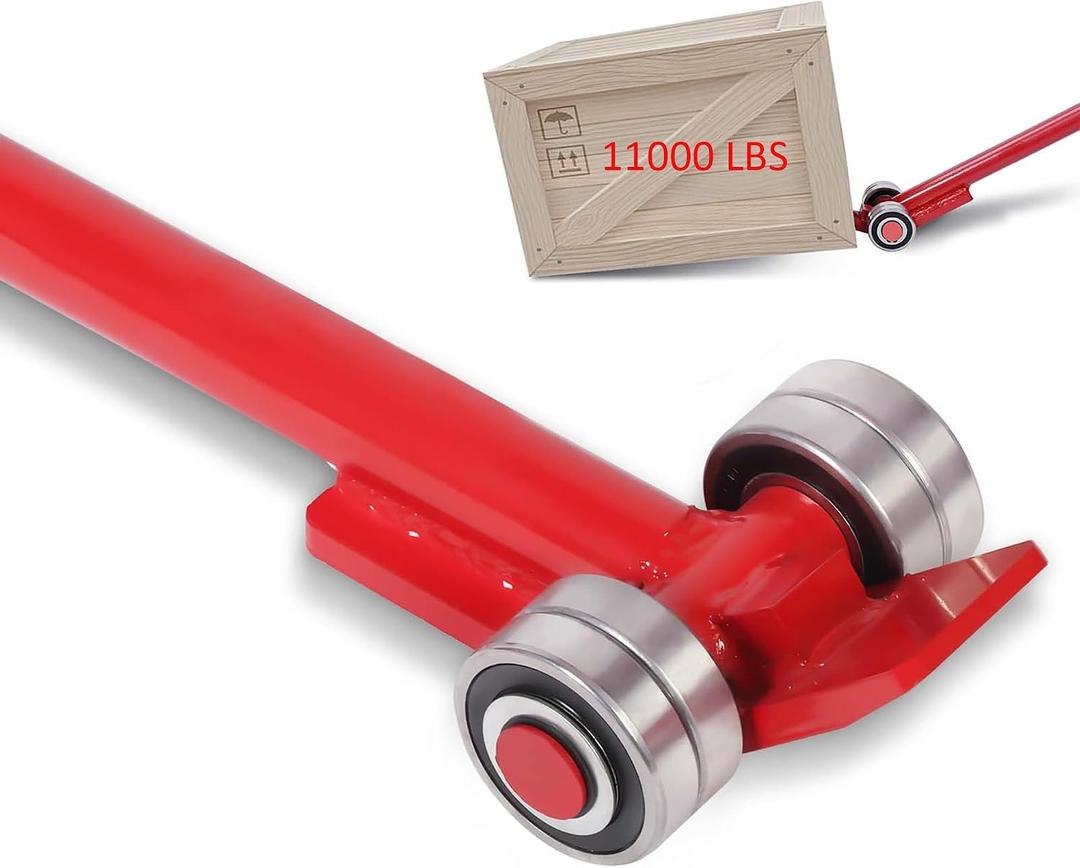 lesolar 5T Pry Bar 11000LBS Load Steel Handle Prylever Bar with Wheels, Lifting and Handling Pry Lever Bar, Heavy Duty Steel Pry Bar with Bearings, 5 Feet Long Handle