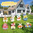 2 x 8 Pcs Easter Yard Signs Garden Decoration Outdoor Yard Signs Egg Bunny Rabbit Carrot Basket Chicken with Stakes for Easter Party Decorations Lawn Photo Props Patio Walkway