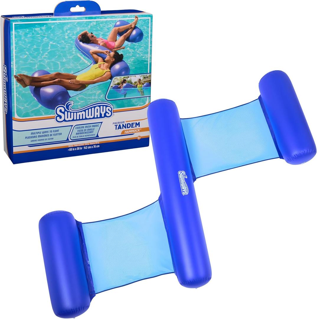 2 x SwimWays Spring Float Premium Hammock Pool Lounger, Inflatable Pool Floats Adult with Fast Inflation for Ages 15 & Up