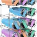 Water Bottle Organizer Stanley Cup Holder, 4-Tier Tumbler Storage, Stackable Water Bottle Holder for Kitchen Cabinet Pantry, Large Compartment fits 40 oz Tumblers, Stanley Accessories for Halloween