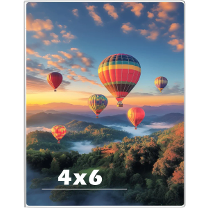 4 x 6 Acrylic Picture Frame, Horizontal/Vertical Clear Photo Frame for Wall with Tape, No Drilling Floating Hanging Frameless Picture Frame, Wall Mount Sign Holder for Home, School, Office