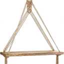 Macrame Rope Triangle Shelf Wooden Wall Hanging Shelves Macrame Hanging Shelf Farmhouse Rustic Modern Plant Aesthetic for Room Nursery Bathroom Living Room College Dorm Room (1 Pcs)