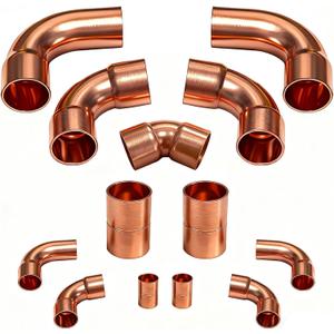 3/8 & 7/8 HVAC Copper Fittings Kit, Lines Set Fitting Kit for AC with Copper Pipe Coupling & Elbow, Air Conditioning Refrigeration Liquid & Suction Lines Tubing Pipes for Central/Split A/C Systems