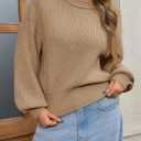 Saodimallsu Womens Batwing Long Sleeve Sweaters Casual Crewneck Loose Chunky Knit Fall Pullover Tops (Beige, M)
