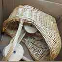 Wicker Baby Carriage for Baby Shower Vintage Wicker Stroller Woven Rattan Flower Basket Rustic Decorative Cart Storage with Handle for Floral Arrangement Wedding Photo Props(Wood Color,20 in)