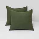 CHUFFED Linen Pillow Covers 2 Pack 100% Linen Pillow Cases, Breathable and Cooling Washed Pillow Shams with Zipper Closure for Bedding, 26x26 Inches,Mossy Green