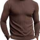 Runcati Mens Mock Turtleneck Sweater Slim Fit Casual Ribbed Knitted Pullover Fall Winter Basic Warm Sweaters
