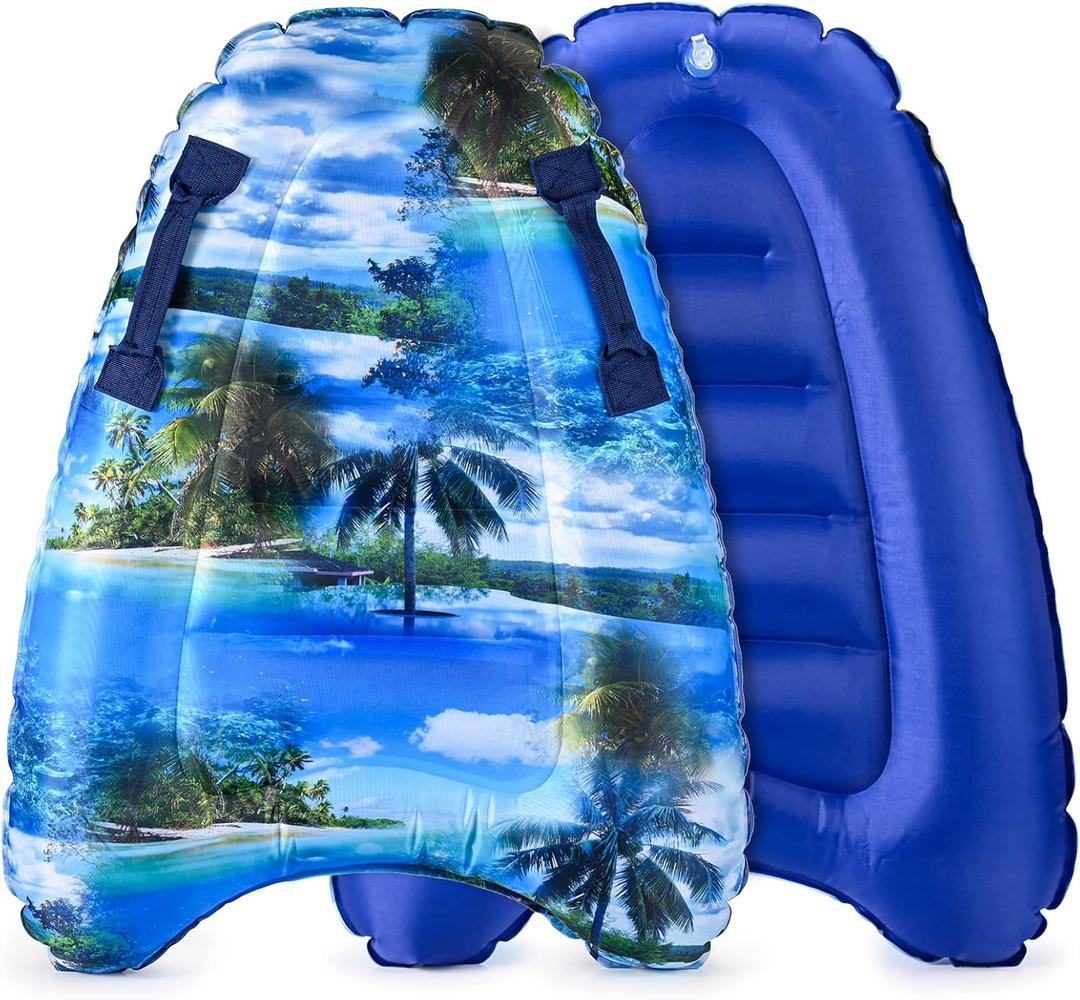 Inflatable Boogy Boards for Beach Travel Toys, 30 Cavas Slip Slide Water Park Body Surfing Board with Handles, Summer Fun Water Pool Game Toys for Kids 4,8,12 Ages Resort