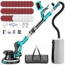 Drywall Sander, 1000W Popcorn Ceiling Removal Tool, Electric Drywall Sander with Vacuum Dust Collection & Digital Display Screen, 30Pcs Sanding Discs, 9 Variable Speed 800-2100RPM, Extendable Handle