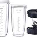 Blender Replacement Parts for Ninja, 32oz&24oz Cup and with Lids New, 7 Fins Extractor Blade, for Nutri Ninja Auto iQ BN801 BL640-30 BL642-30 (4 Pcs)