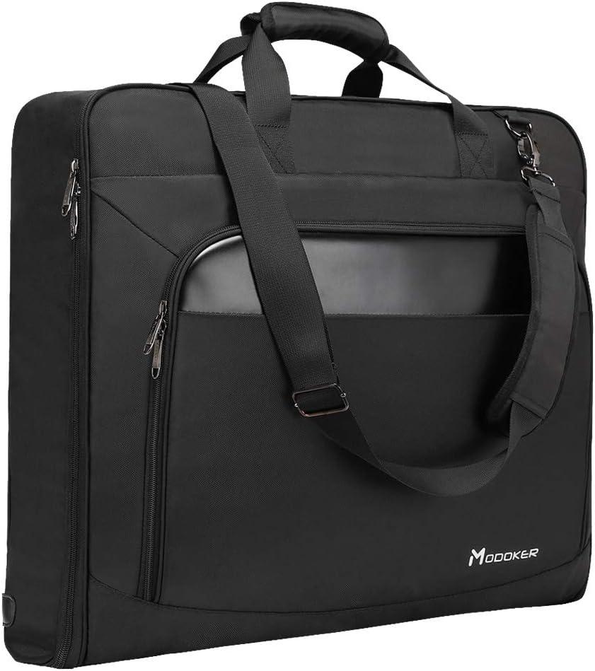 Modoker Carry On Garment Bags for Travel Hanging Clothes Suit Bag Luggage Organizer, Foldable Suit Carrier Gift for Men Women (Black)