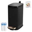 Small Dog Poop Trash Can Outside Soft Close Odor Filter & Step Pedal, 5L/1.3 Gal Stainless Steel Black Bathroom Garbage Can with Lid Inner Bucket, Slim Metal Waste Basket- Bedroom Office Cat Poop