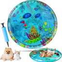 Water Sensory Play Mat for Cats,Cat Water mat with Fish,Anti-Scratch Water Mat for Cats,Durable & Easy-Clean Playmat. (Large,Animals)