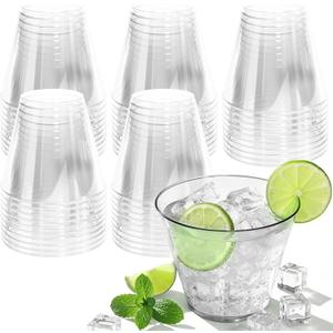150 Pack Plastic Cups 9 oz Clear Plastic Cups for Cocktail Fancy Disposable Cup for Party Stemless Wine Glasses for Party Wedding Graduation